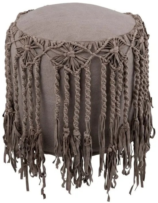 Bavlnený puf macramé taupe - Ø 45 * 45cm