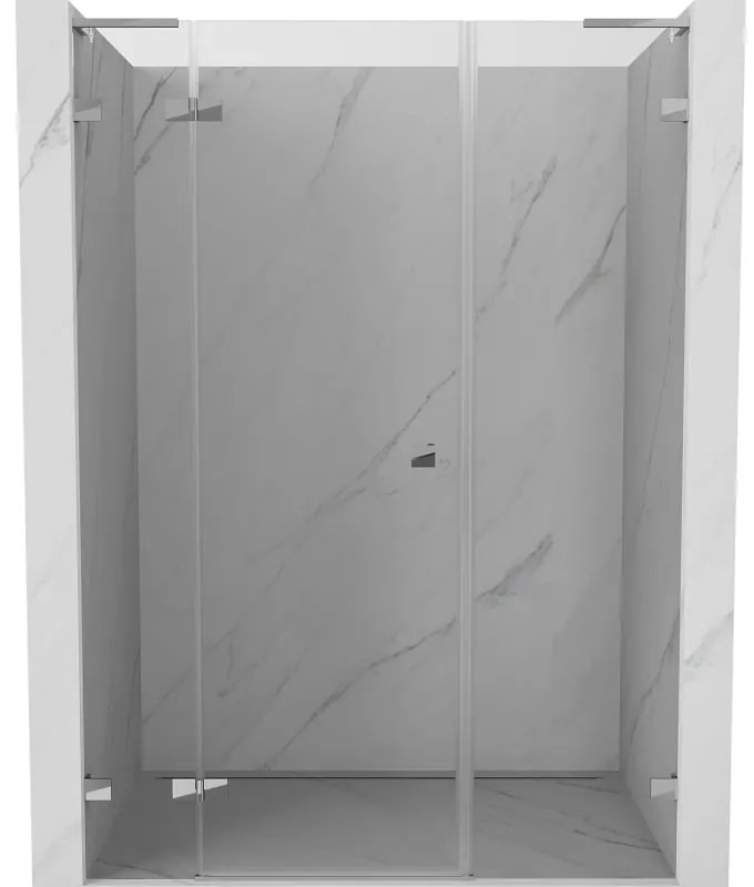 Mexen Lunar L, Otočné ľavé sprchové dvere 135 cm, 8mm číre sklo, chrómový profil, 834SL-135-050-01-00-L