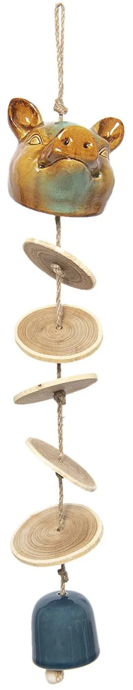 Závesná dekoratívne zvonkohra s prasiatkom - 10 * 12 * 40/52 cm