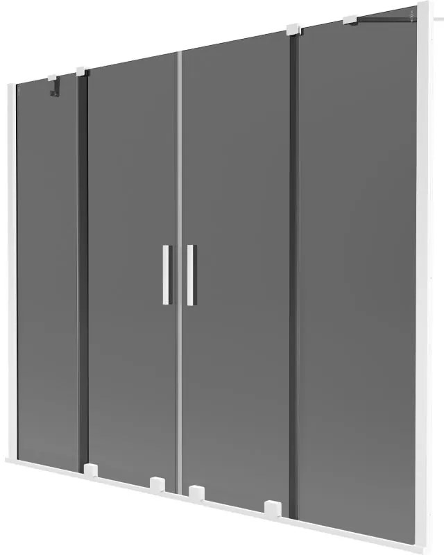 Mexen Velar Duo, 2-krídlová posuvná vaňová zástena 200 x 150 cm, 8mm šedé sklo, biely profil, 896-200-000-42-20