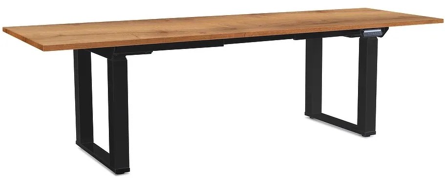 Výškovo nastaviteľný stôl OfficeTech Strong 240 x 80 cm, čierna podnož, dub zlatý