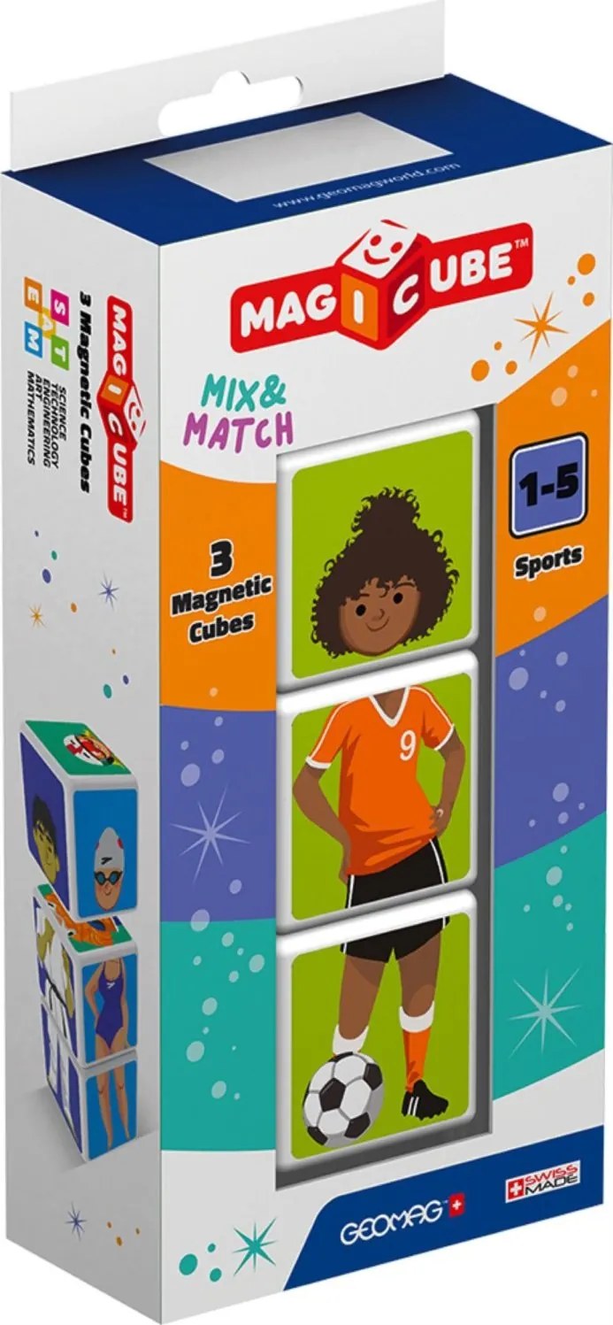 GEOMAG Magnetické kocky Magicube Mix&amp;Match Sport, 3 kocky