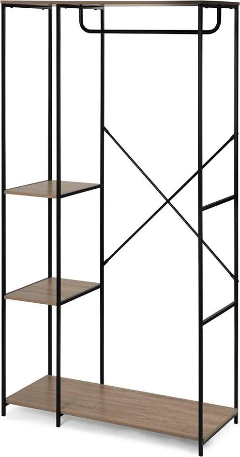 Noela Oceľový stojací vešiak s policami ATTRE čierny