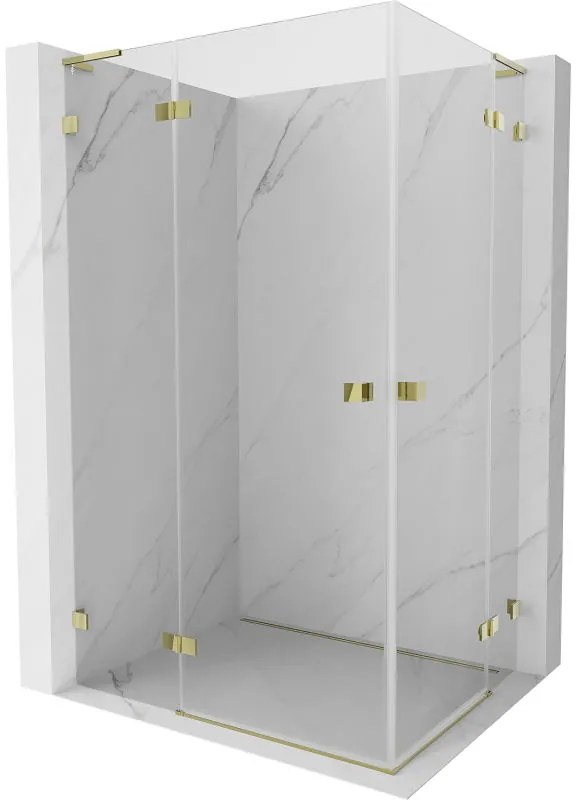 Mexen Lunar, L Duo sklápací sprchový kút 95 x 70 cm, 8mm číre sklo, zlatý profil, 834L-095L-070P-50-00