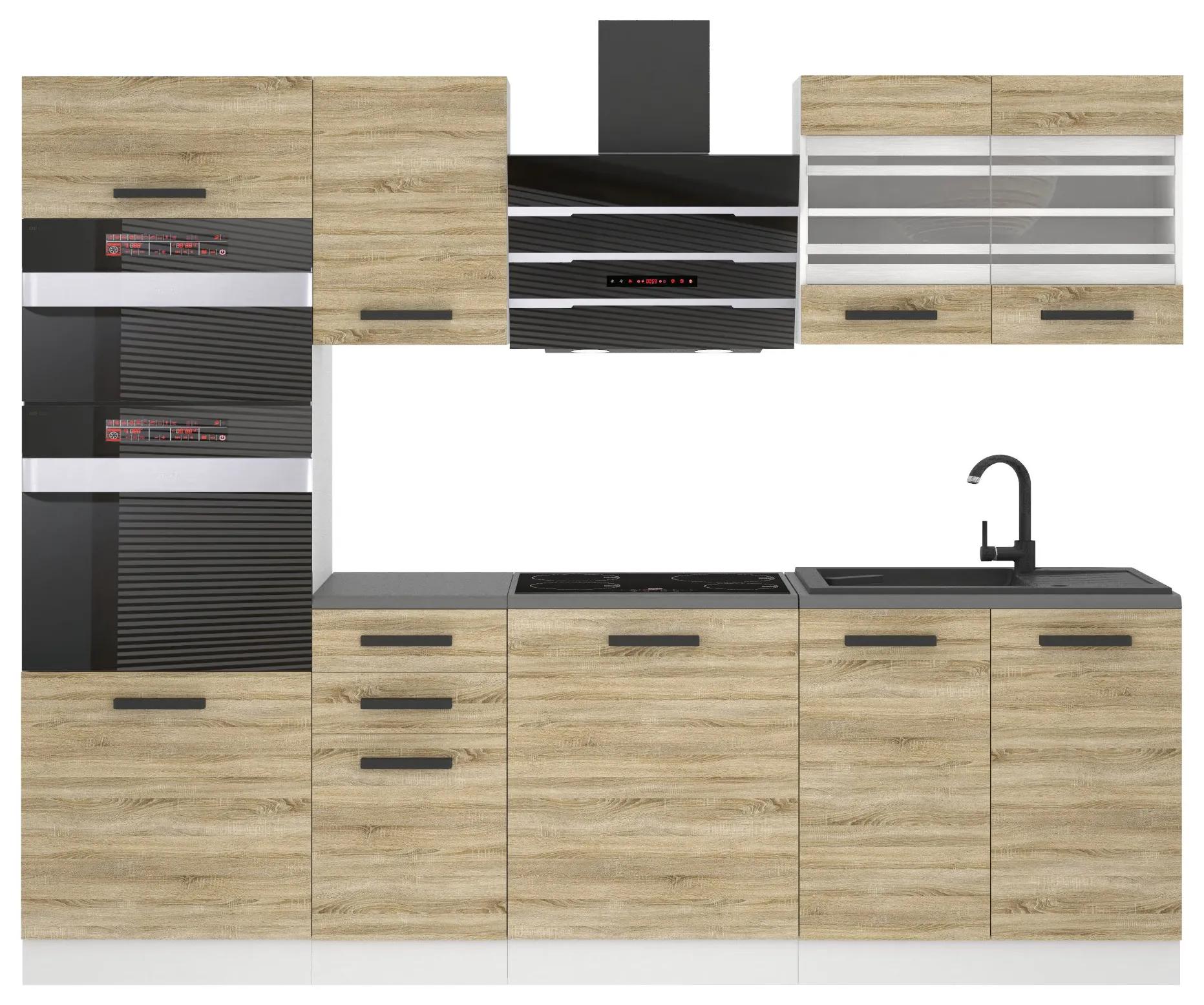 Kuchynská linka Belini Premium Full Version 240 cm dub sonoma s pracovnou doskou TRACY