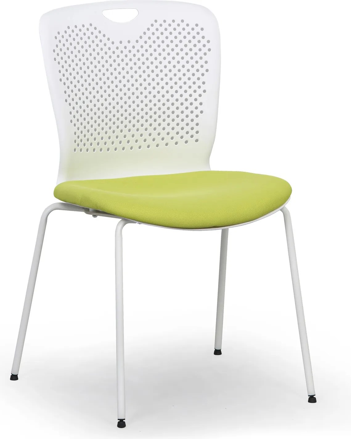 Plastová konferenčná stolička OPEN, biela/zelená