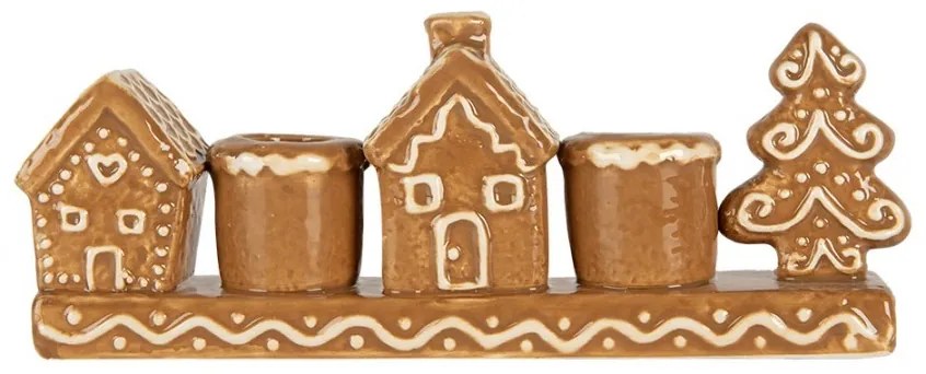 Keramický svietnik perníkovej chalúpky Gingerbread Cott - 21*4*8 cm