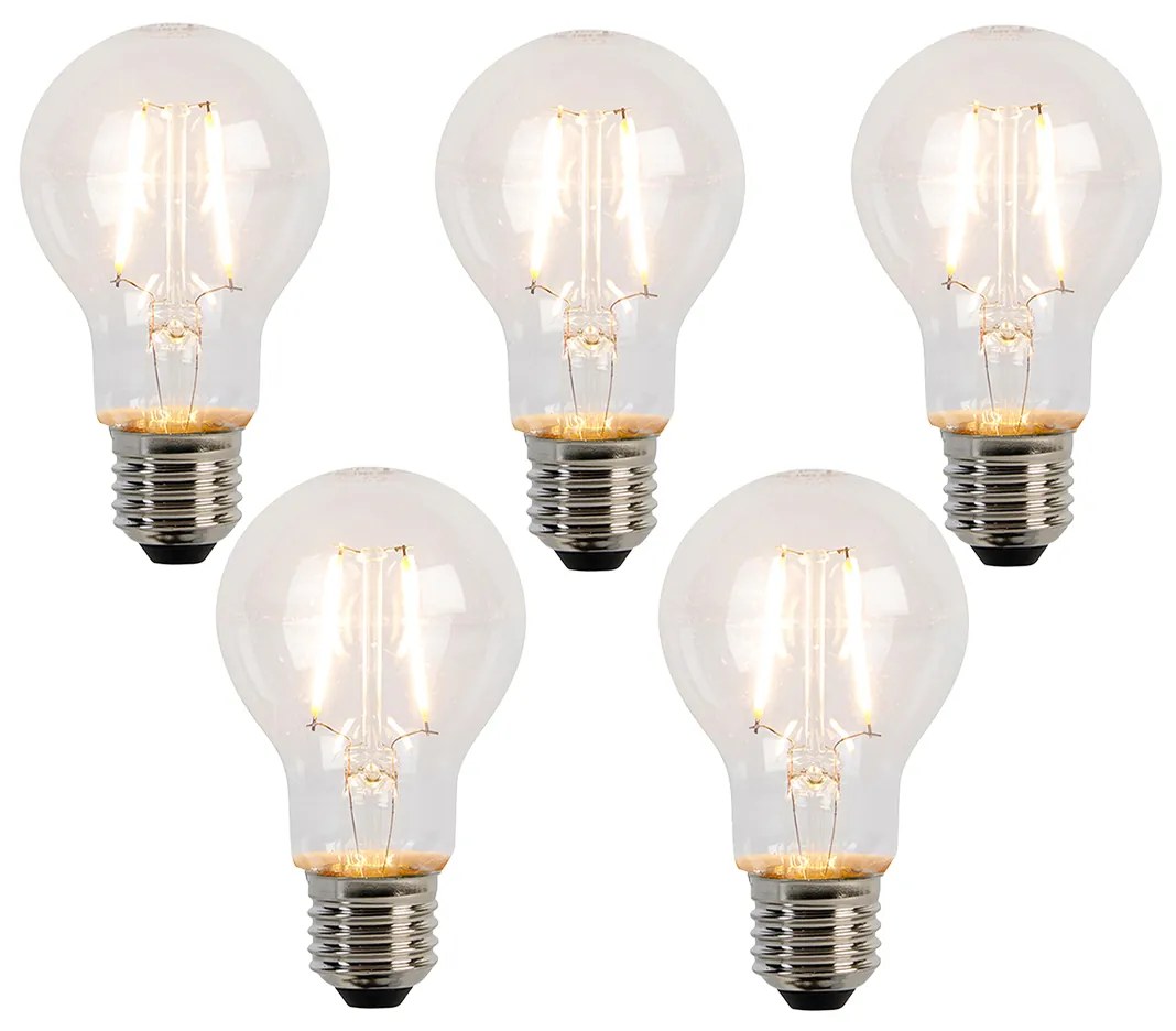 Sada 5 LED vláknových žiaroviek E27 A60 2W 210lm 2200K