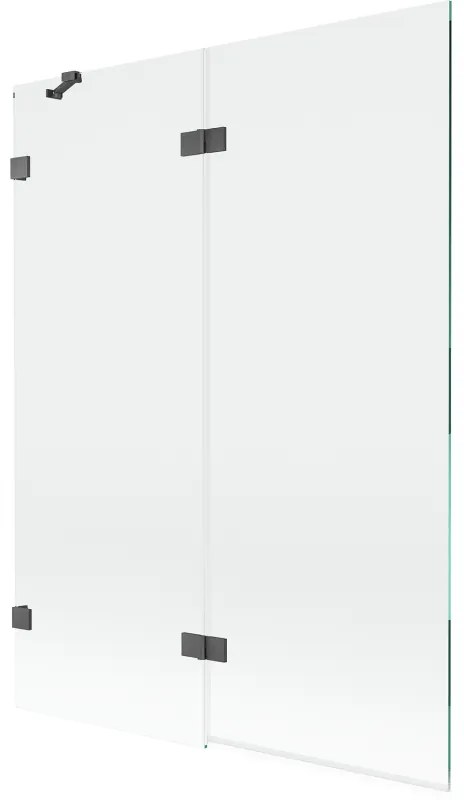Mexen Lunar, 2-krídlová vaňová zástena ľavá 130 x 150 cm, číre sklo, grafitová, 897-130-100-66-00-L
