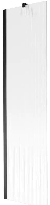 Mexen Next, vaňová zástena 1-krídlová 50 x 150 cm, fixné krídlo, 6 mm sklo s pruhmi, čierny profil, 895-050-000-00-09-70