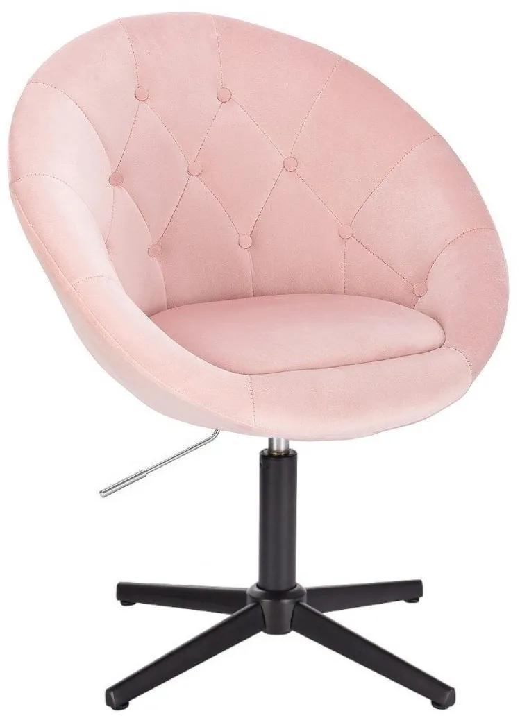 LuxuryForm DESIGN Kreslo VERA VELUR na čiernom kríži - svetlo ružové
