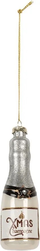 Vianočná sklenená závesná ozdoba fľaša Champagne - Ø 4*13 cm