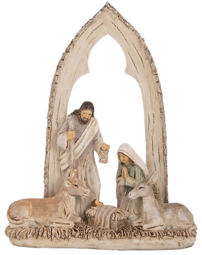 Béžová antik vianočné dekorácie betlehem - 18*7*22 cm Béžová antik vianočné dekorácie betlehem - 18*7*22 cm