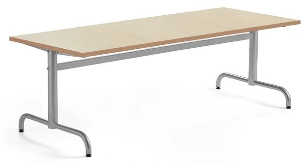Stôl PLURAL, 1800x700x600 mm, linoleum - béžová, strieborná