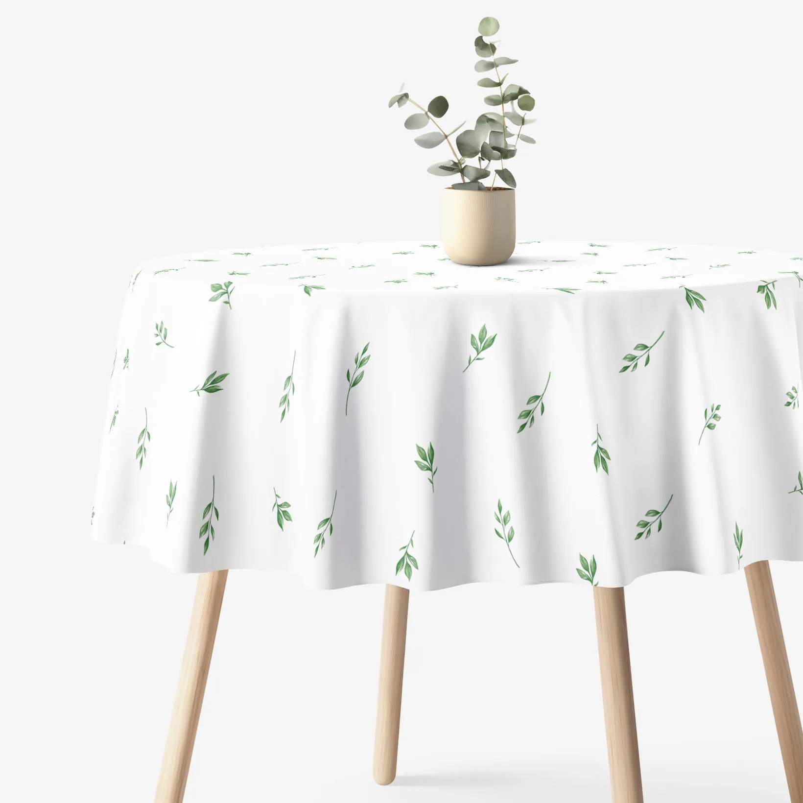 Goldea okrúhly obrus 100% bavlnené plátno - olivové lístky Ø 130 cm