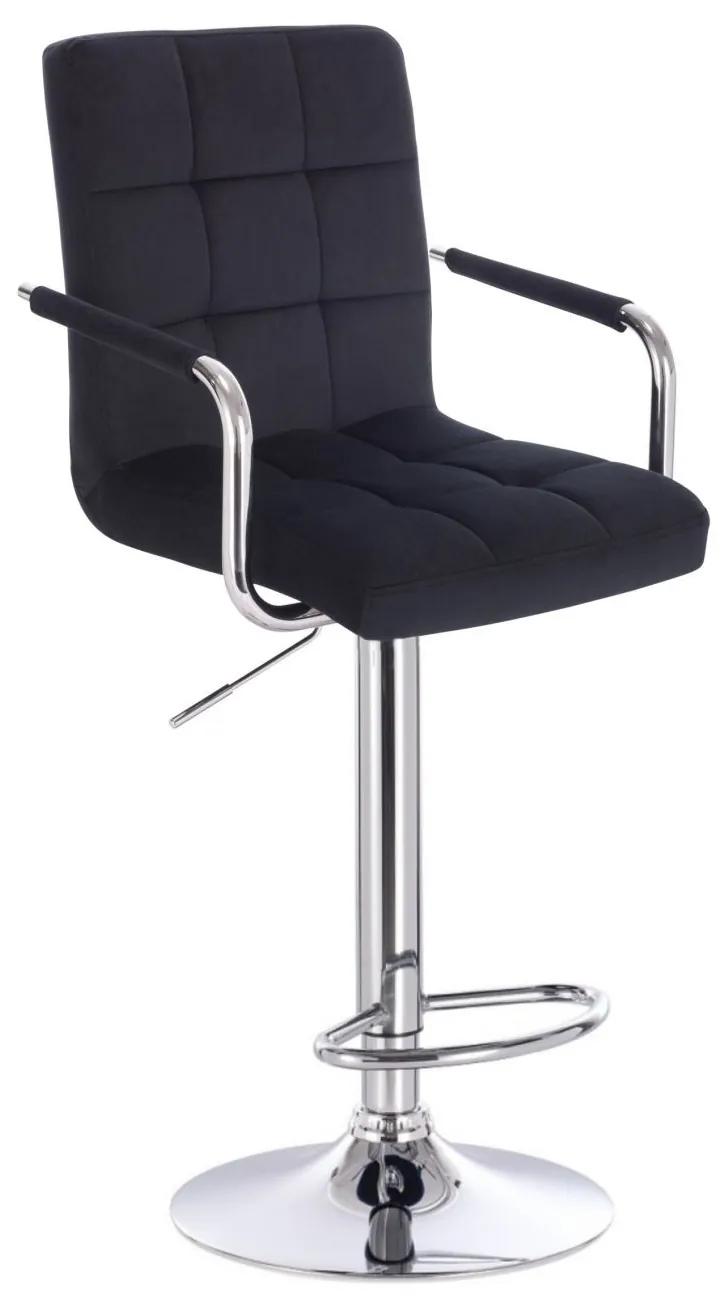 LuxuryForm DESIGN Barová stolička VERONA VELUR na striebornom tanieri - čierna