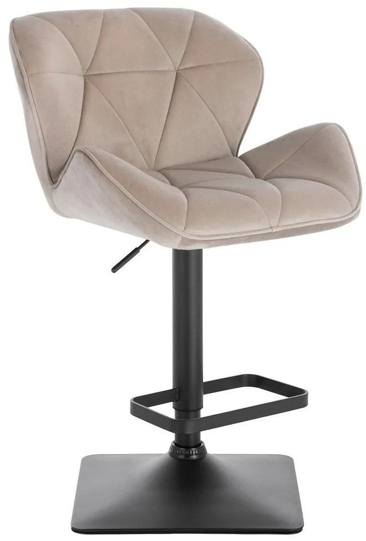 LuxuryForm DESIGN Barová stolička MILANO VELUR na čiernej hranatej podstave - latte