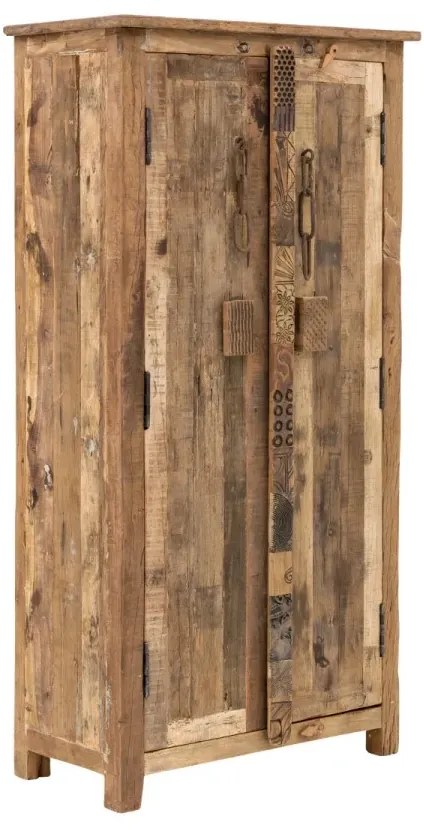 furniture-nabytek.cz - Masívna šatní skriňa Kavali z recyklovaného dreva, neupravená, hnedá – 90×45×185 cm