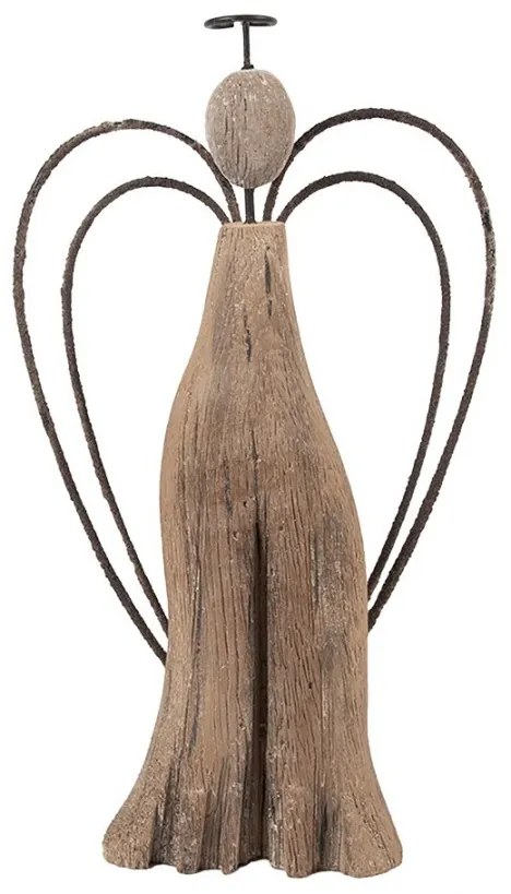 Dekorácia drevená figúrka anjel Angel Rustic L - 14*4*26 cm