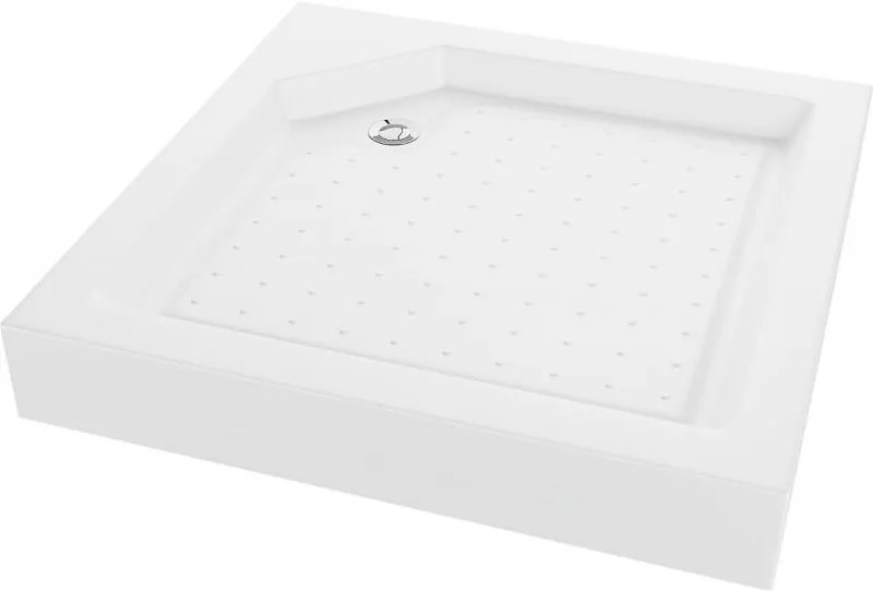 Mexen Rio, štvorcová sprchová vanička 90x90x14 cm + chrómový sifón, biela, 45109090