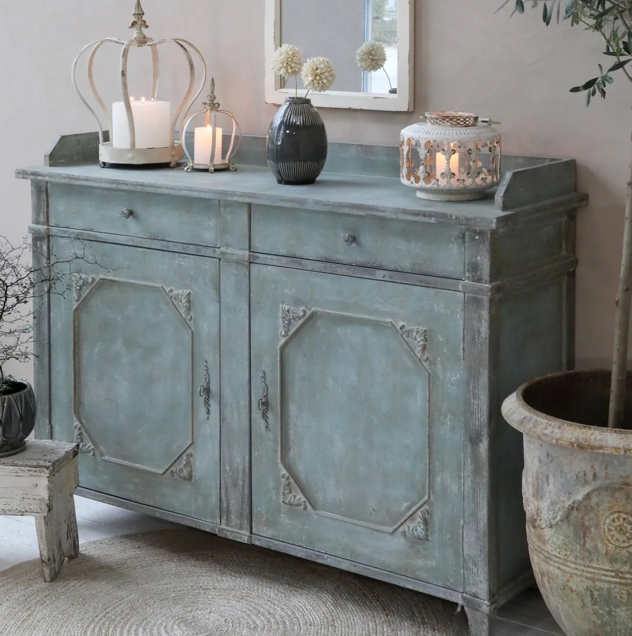 Opálová antik drevená komoda French antiek - 153*51*112cm