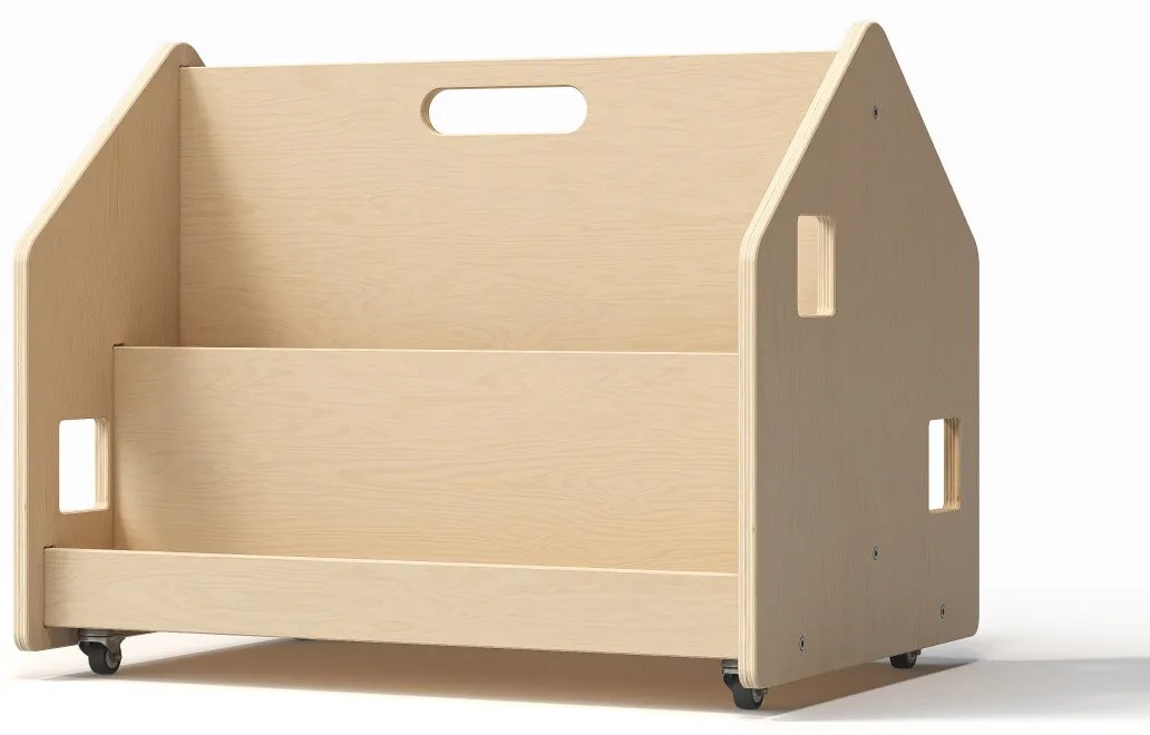 Obojstranná knihovnička na kolieskach – prírodná