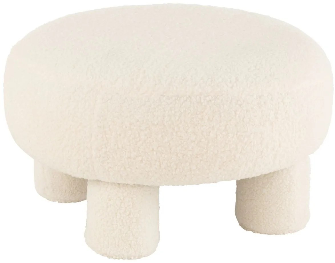 Biela okrúhla stolička Teddy Bouclé White - Ø 52*28 cm