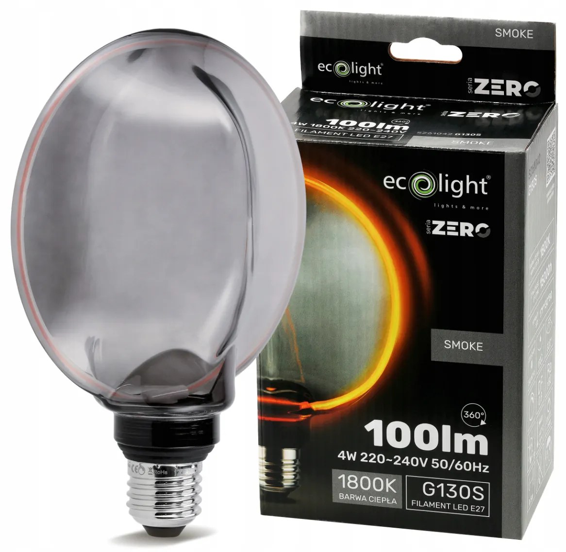 ECOLIGHT Dekoratívna LED žiarovka E27 4W 100lm G130 - rada ZERO