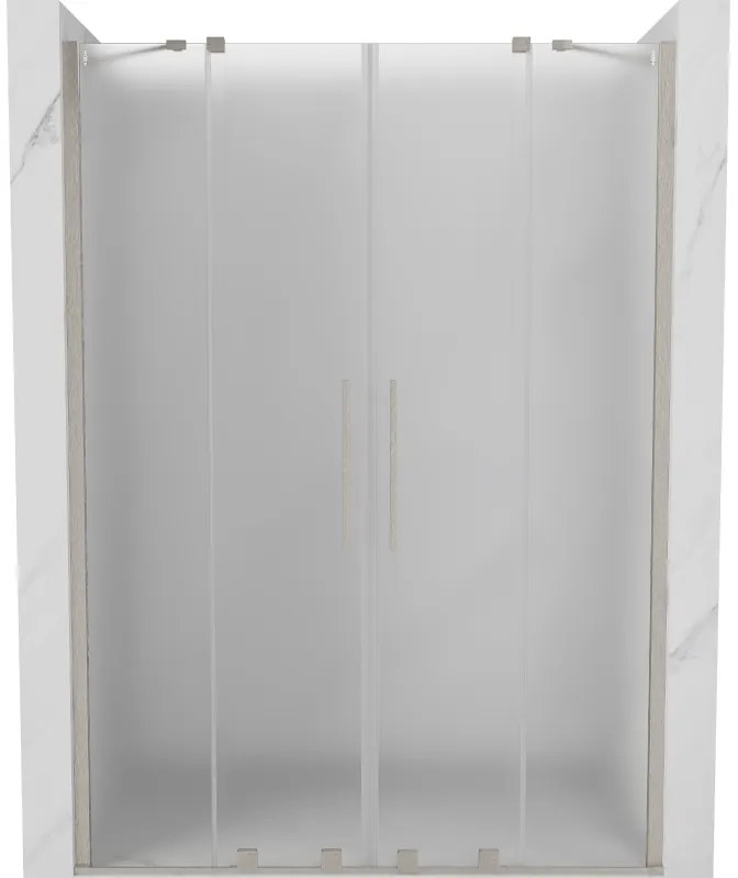 Mexen Velar Duo, posuvné sprchové dvere do otvoru 140 cm, 8mm sklo námraza, brúsená oceľ, 871-140-000-32-97