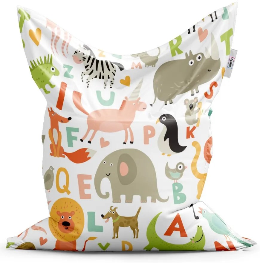 Sedací vak Classic zoo abeceda - detský, farebná