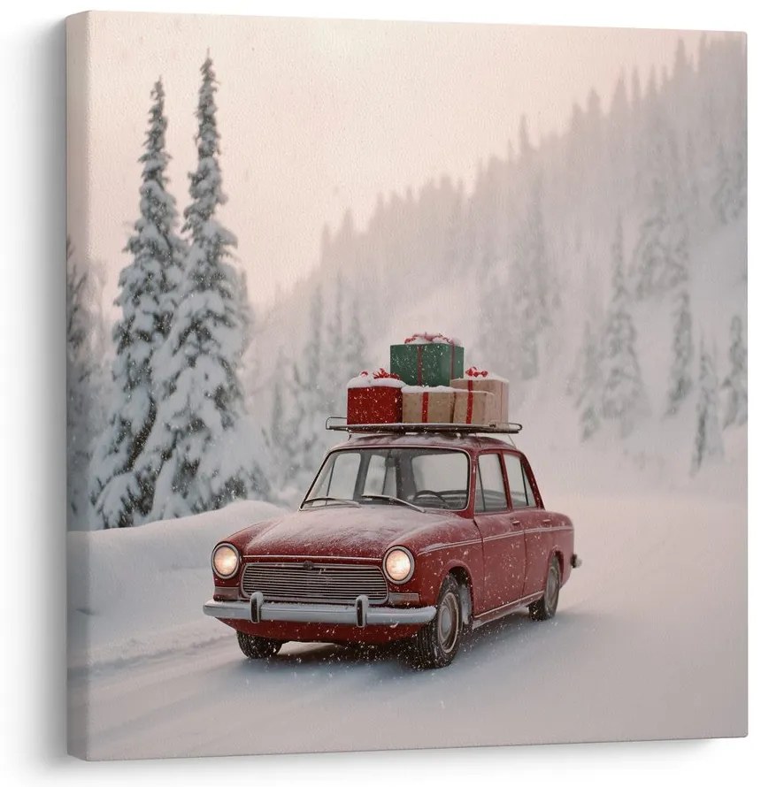 Vianočný obraz auto plné darčekov