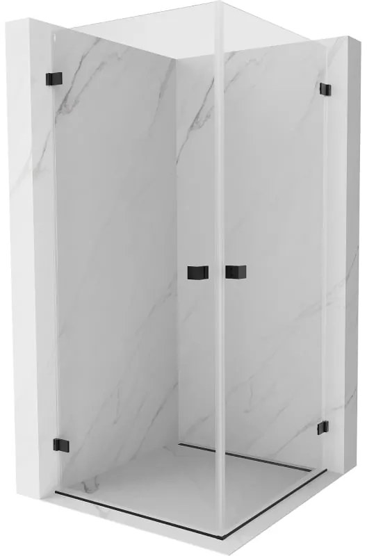 Mexen Lunar-B Duo výklopný sprchový kút 75 x 75 cm, číre sklo, čierna matná, 832-075L-075P-70-00