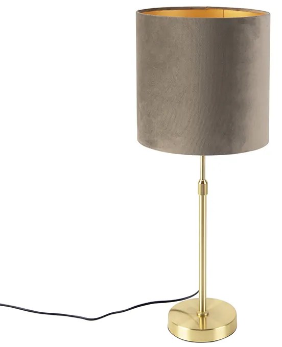 Inteligentná stolná lampa zlatá s tienidlom zo zamatu taupe 25 cm vrátane Wifi A60 - Parte