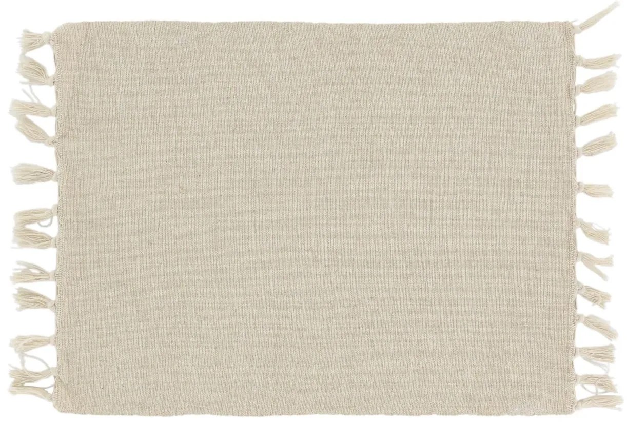 Krémové bavlnené prestieranie so strapcami Éternel - 34*45 cm