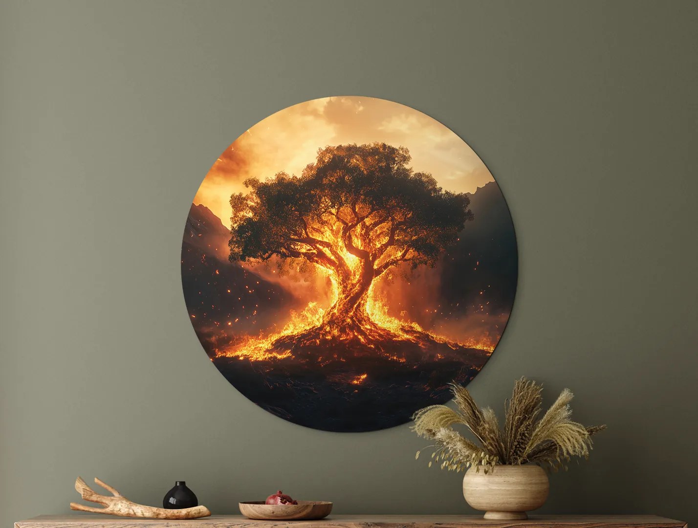 drevko | Okrúhly Strom života Plamene 45 x 45 cm