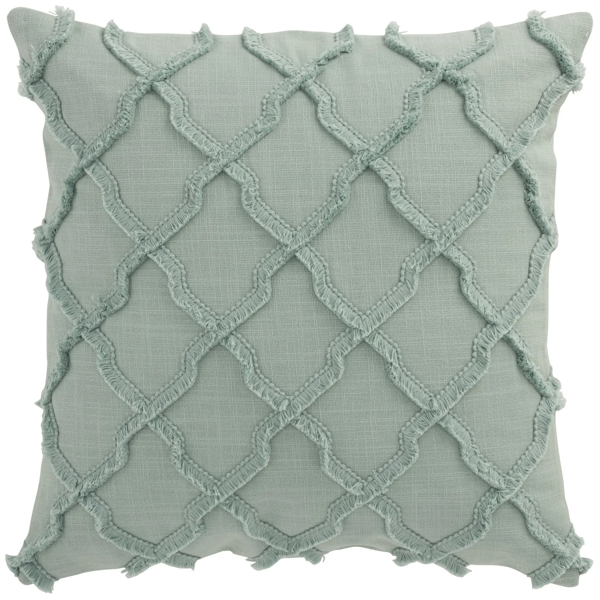 Mintovou bavlnený vankúš so strapcami Rhombuses - 43 * 43 cm
