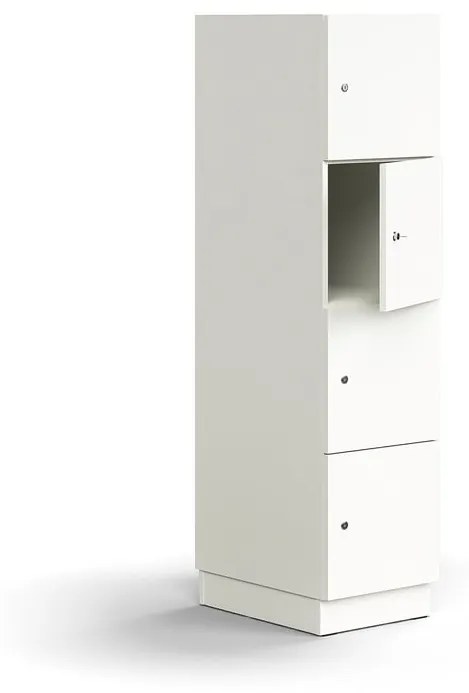 Priehradková skrinka QBUS, 4 priehradky, so soklom, 1636x400x570 mm, biela