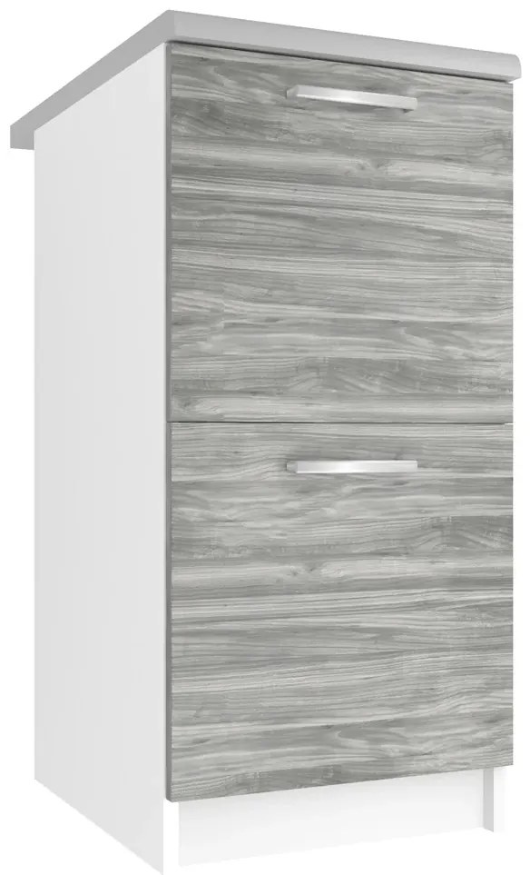 Kuchynská skrinka Belini spodná so zásuvkami 40 cm šedý antracit Glamour Wood s pracovnou doskou TOR SD2-40/0/WT/GW/0/E