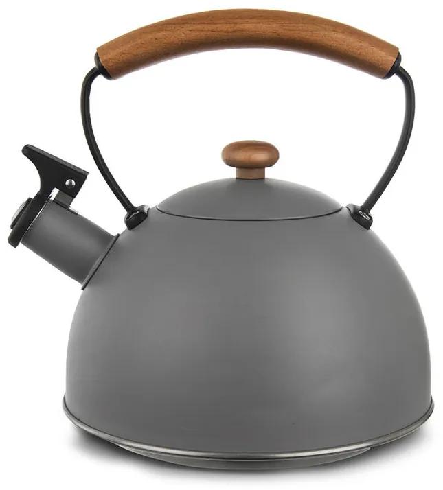 Nerezová pískacia kanvica WOODEN, 2,9 l