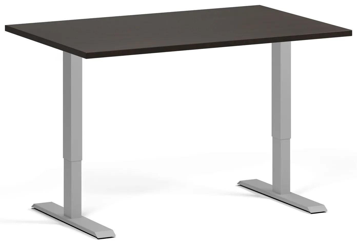 Výškovo nastaviteľný stôl, 120x80 cm, 2 motory, sivá podnož, wenge