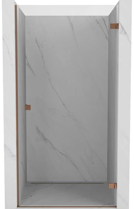 Mexen Lunar-B, otočné pravé sprchové dvere 75 cm, 8mm číre sklo, ružové zlato profil, 832-075-000-60-00-P