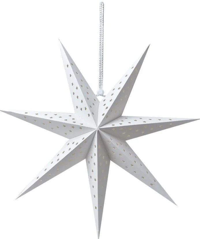 Biela závesná vianočná papierová hviezda M - 45*15*45 cm
