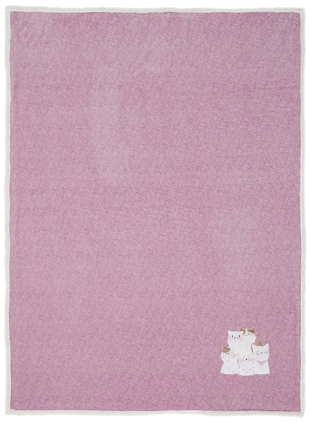 Ružový plyšový pléd s mačičkou Olli- 130 * 160 cm