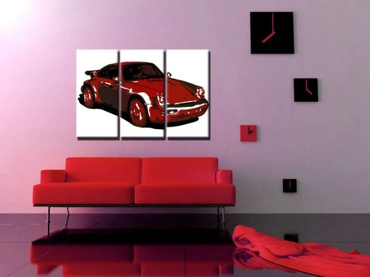 Ručne maľovaný POP Art obraz PORSCHE 911 3 dielny por2