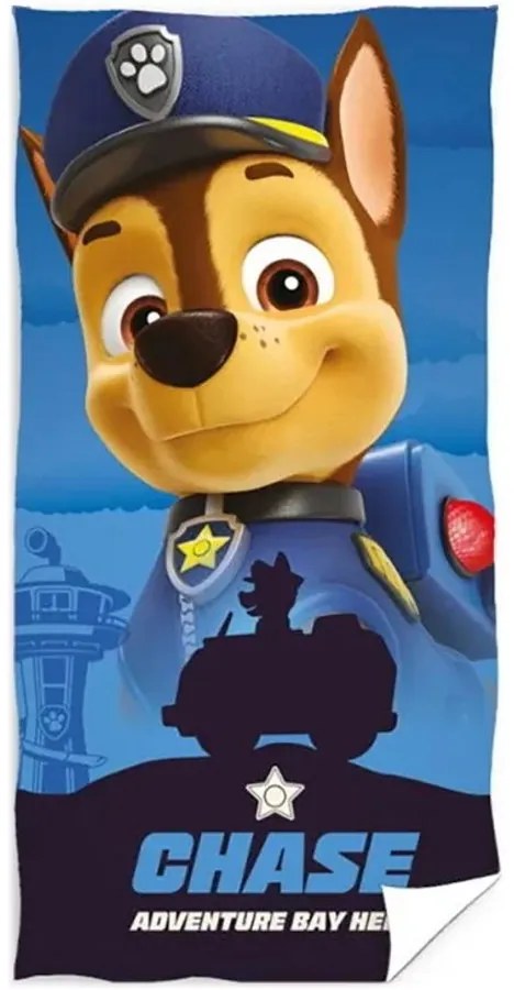 Plážová osuška Labková patrola - Paw Patrol - motív Strážnik Chase - 100% bavlna - 70 x 140 cm