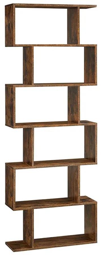 Vasagle Polica/regál na knihy PRESTON, 70x24x190,5cm, hnedá