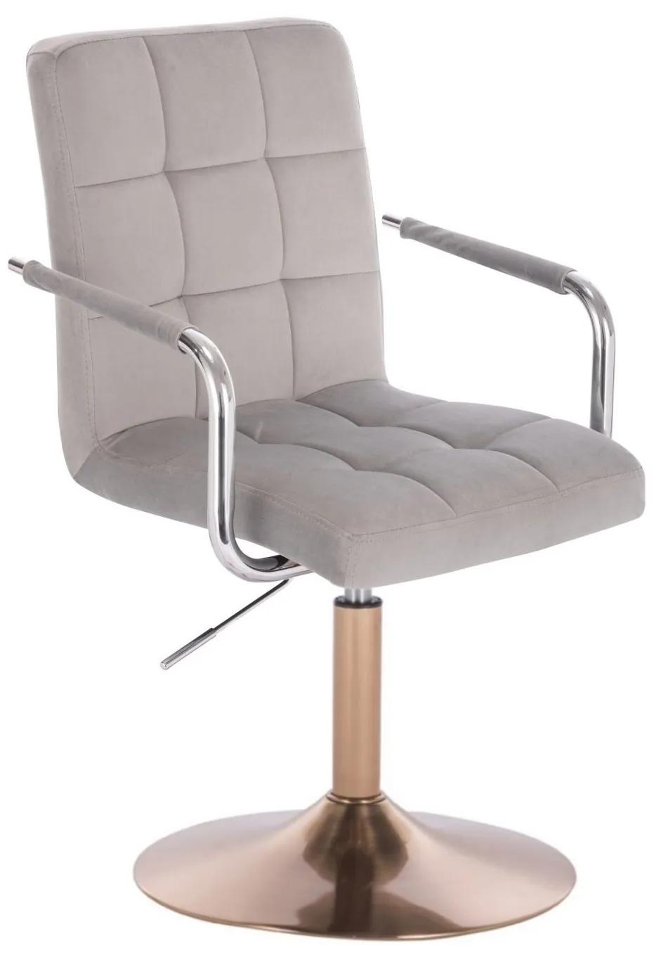 LuxuryForm DESIGN Stolička VERONA VELUR na zlatom tanieri - svetlo šedá