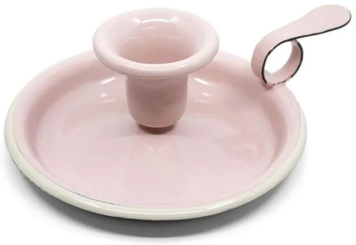 Ružový smaltovaný svietnik Pink dot - Ø 13 * 6cm Ružový smaltovaný svietnik Pink dot - Ø 13 * 6cm