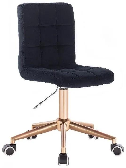 LuxuryForm DESIGN Stolička TOLEDO VELUR na zlatej podstave s kolieskami - čierna