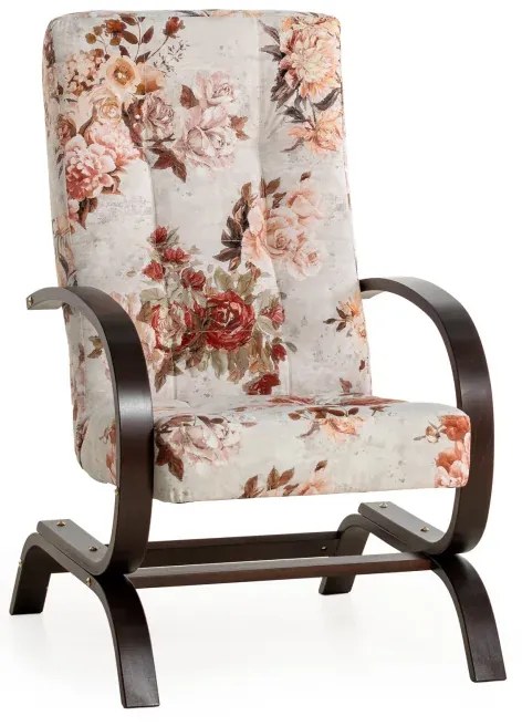 Kreslo Lux kvety, béžová - růže / orech (3995/105)
